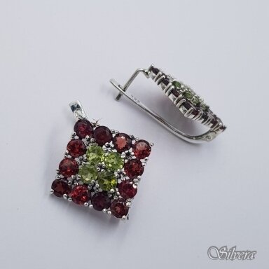 Sidabriniai auskarai su peridotu ir granatu Au1128 Sidabriniai auskarai su peridotu ir granatu Au1128