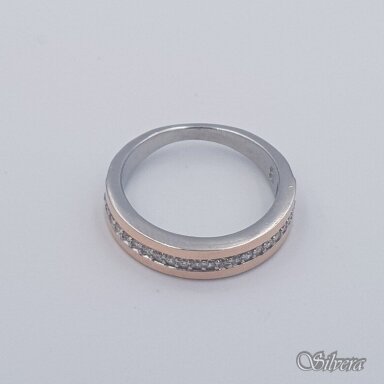 Sidabrinis žiedas su aukso detalėmis ir cirkoniais Z1749; 17 mm