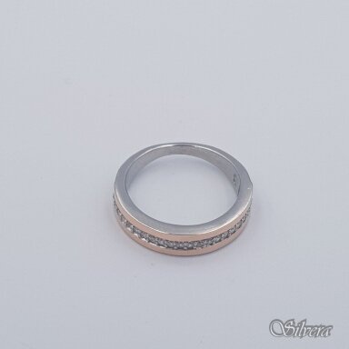 Sidabrinis žiedas su aukso detalėmis ir cirkoniais Z1749; 19 mm Sidabrinis žiedas su aukso detalėmis ir cirkoniais Z1749; 19 mm