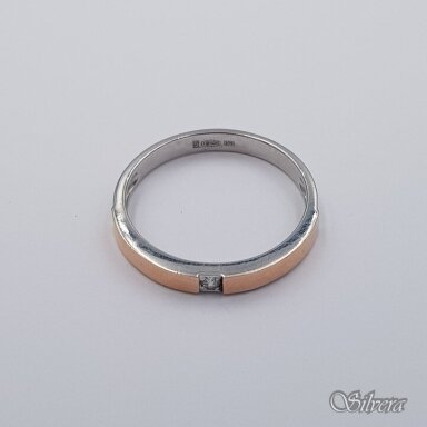 Sidabrinis žiedas su aukso detalėmis ir cirkoniu Z479; 16 mm Sidabrinis žiedas su aukso detalėmis ir cirkoniu Z479; 16 mm
