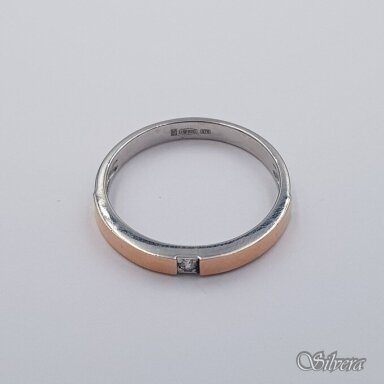 Sudraba gredzens ar zelta detaļām un cirkonu Z479; 17,5 mm Sudraba gredzens ar zelta detaļām un cirkonu Z479; 17,5 mm