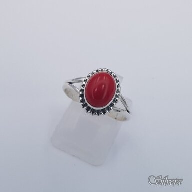 Sudraba gredzens ar koralli Z733; 17 mm