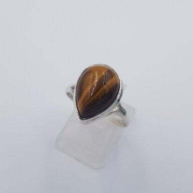 Sidabrinis žiedas su tigro akies akmeniu Z1461; 18 mm