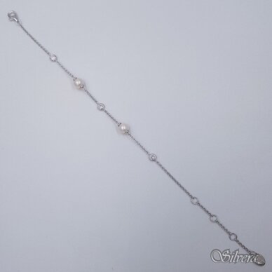 Sidabrinė apyrankė su kultivuotais perlais ir cirkoniais AK155; 16-20 cm 1