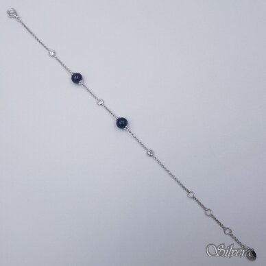 Sidabrinė apyrankė su kultivuotais perlais ir cirkoniais AK156; 16-20 cm 1