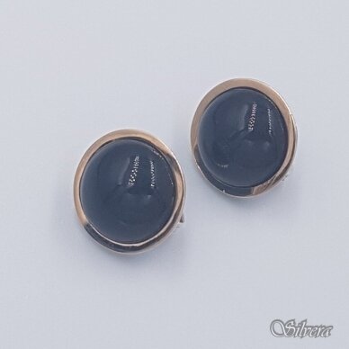 Sidabriniai auskarai su aukso detalėmis ir oniksu Au1481 2