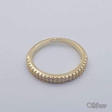 Sidabrinis paauksuotas žiedas su cirkoniais Z247; 16,5 mm 1