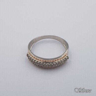 Sidabrinis žiedas su aukso ddetalėmis ir cirkoniais Z0004; 19 mm 1