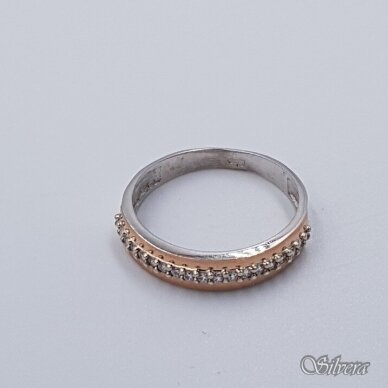 Sidabrinis žiedas su aukso detalėmis ir cirkoniais Z1516; 18,5 mm 1