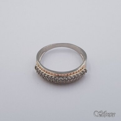 Sidabrinis žiedas su aukso detalėmis ir cirkoniais Z0004; 20 mm 1