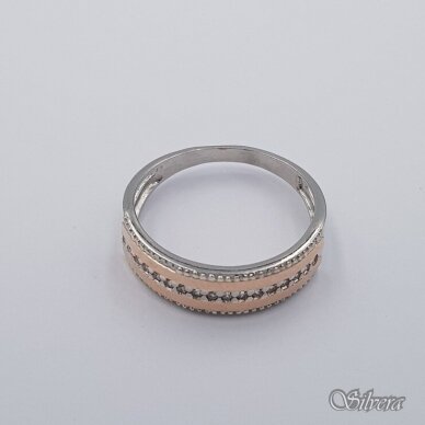 Sidabrinis žiedas su aukso detalėmis ir cirkoniais Z0005; 17,5 mm 1