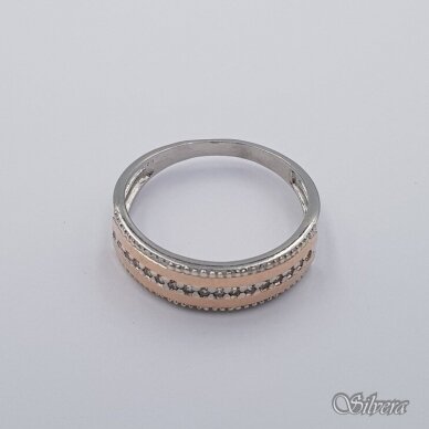 Sidabrinis žiedas su aukso detalėmis ir cirkoniais Z0005; 19 mm 1