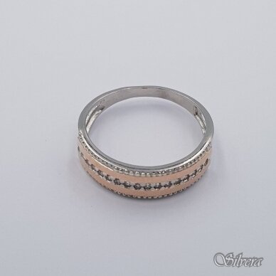 Sidabrinis žiedas su aukso detalėmis ir cirkoniais Z0005; 20 mm 1