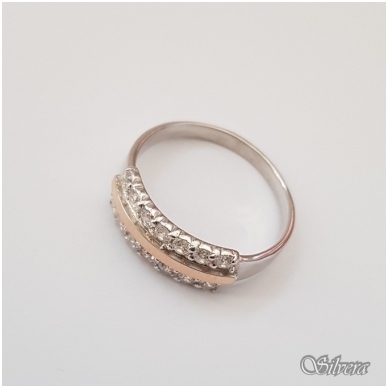 Sidabrinis žiedas su aukso detalėmis ir cirkoniais Z1255; 18,5 mm
