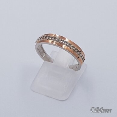 Sidabrinis žiedas su aukso detalėmis ir cirkoniais Z1516; 17,5 mm
