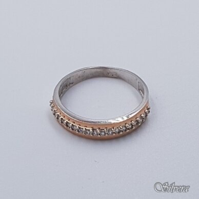 Sidabrinis žiedas su aukso detalėmis ir cirkoniais Z1516; 17,5 mm 1