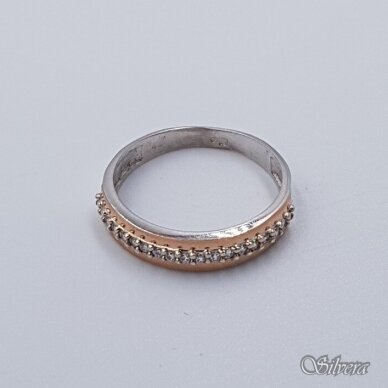 Sidabrinis žiedas su aukso detalėmis ir cirkoniais Z1516; 18 mm 1