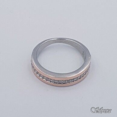 Sidabrinis žiedas su aukso detalėmis ir cirkoniais Z1749; 17 mm 1