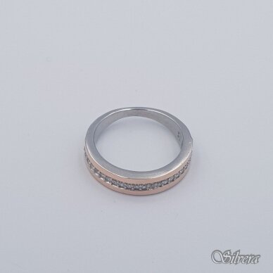 Sidabrinis žiedas su aukso detalėmis ir cirkoniais Z1749; 18,5 mm 1