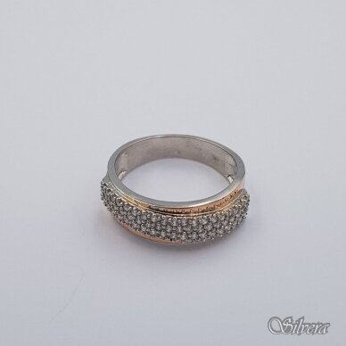 Sidabrinis žiedas su aukso detalėmis ir cirkoniais Z1939; 18,5 mm 1