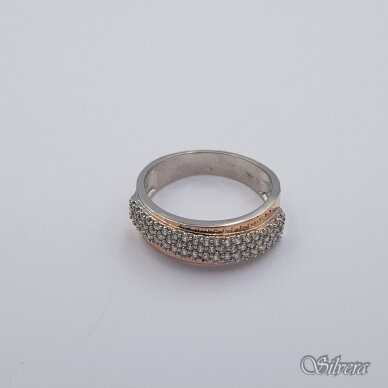 Sidabrinis žiedas su aukso detalėmis ir cirkoniais Z1939; 19 mm 1