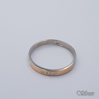 Sidabrinis žiedas su aukso detalėmis ir cirkoniais Z329; 20 mm 1