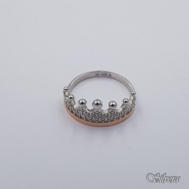 Sudraba gredzens ar zelta detaļām un cirkoniju Z423; 17 mm 1 Sudraba gredzens ar zelta detaļām un cirkoniju Z423; 17 mm 1