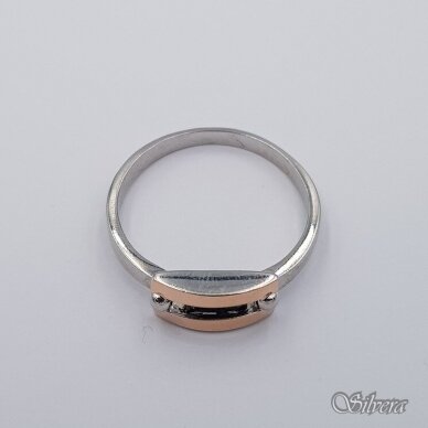 Sidabrinis žiedas su aukso detalėmis ir cirkoniu Z1996; 18 mm 1