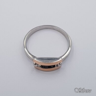 Sidabrinis žiedas su aukso detalėmis ir cirkoniu Z1996; 19 mm 1
