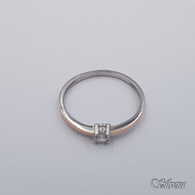 Sidabrinis žiedas su aukso detalėmis ir cirkoniu Z1998; 16 mm 1