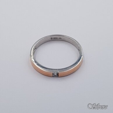 Sidabrinis žiedas su aukso detalėmis ir cirkoniu Z479; 16,5 mm 1