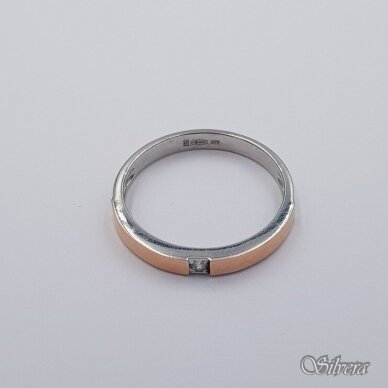 Sidabrinis žiedas su aukso detalėmis ir cirkoniu Z479; 17 mm 1