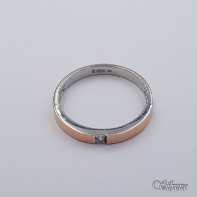 Sidabrinis žiedas su aukso detalėmis ir cirkoniu Z479; 18 mm 1