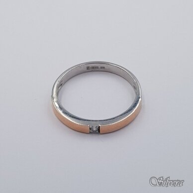 Sidabrinis žiedas su aukso detalėmis ir cirkoniu Z479; 19,5 mm 1