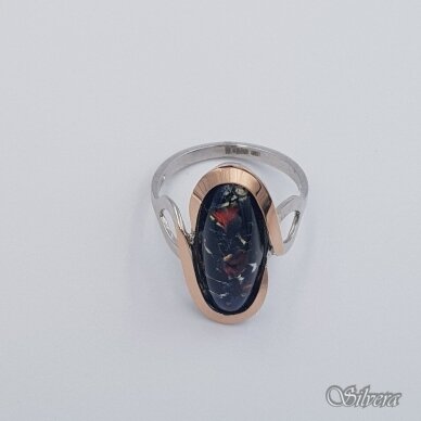 Sidabrinis žiedas su aukso detalėmis ir opalu Z1631; 18,5 mm 1