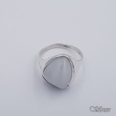 Sidabrinis žiedas su katės akies akmeniu Z1021; 19,5 mm 2