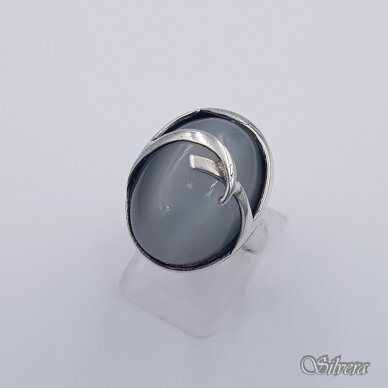 Sidabrinis žiedas su katės akies akmeniu Z446; 17 mm