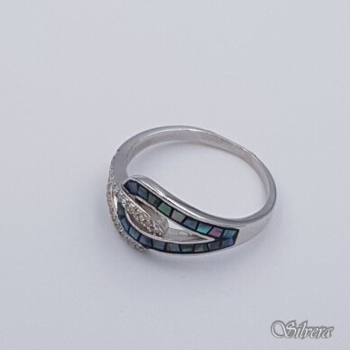 Sidabrinis žiedas su perlamutru ir cirkoniais Z202; 17,5 mm