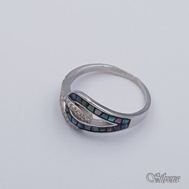 Sidabrinis žiedas su perlamutru ir cirkoniais Z202; 18,5 mm