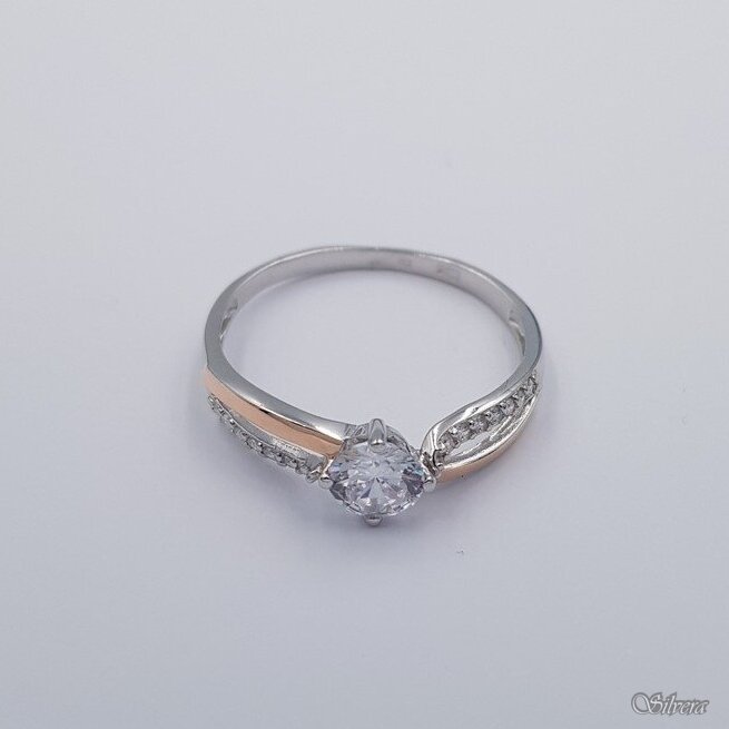 Sudraba gredzens ar zelta detaļām un cirkoniju Z0098; 20,5 mm 1