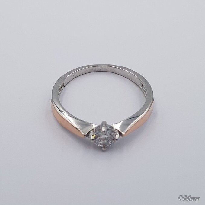 Sidabrinis žiedas su aukso detalėmis ir cirkoniu Z0001; 18 mm 1 Sidabrinis žiedas su aukso detalėmis ir cirkoniu Z0001; 18 mm 1