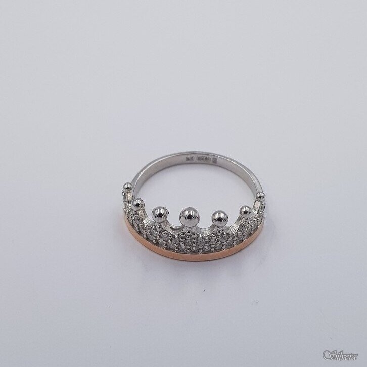 Sidabrinis žiedas su aukso detalėmis ir cirkoniais Z423; 19 mm 1