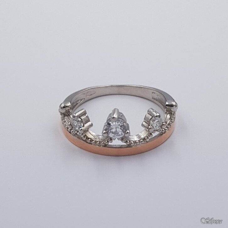 Sudraba gredzens ar zelta detaļām un cirkoniju Z593; 17 mm 1 Sudraba gredzens ar zelta detaļām un cirkoniju Z593; 17 mm 1