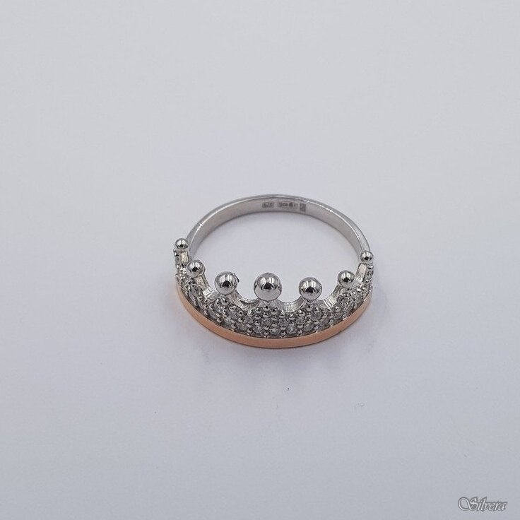 Sudraba gredzens ar zelta detaļām un cirkoniju Z423; 17 mm 1 Sudraba gredzens ar zelta detaļām un cirkoniju Z423; 17 mm 1