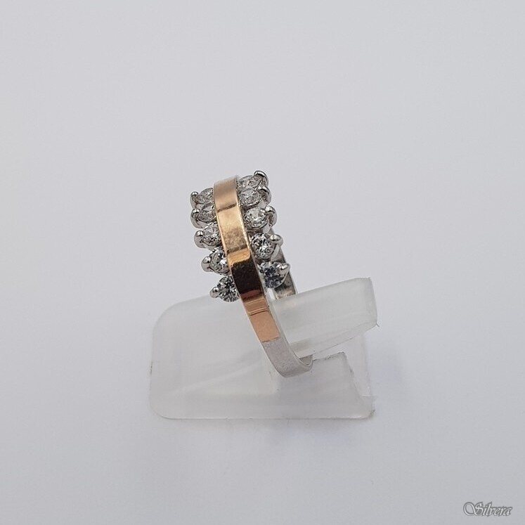 Sudraba gredzens ar zelta detaļām un cirkoniju Z1254; 19 mm 1