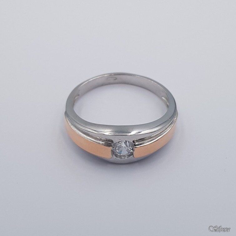 Sudraba gredzens ar zelta detaļām un cirkonu Z0097; 21 mm 1