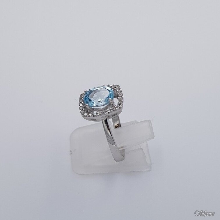 Sudraba gredzens ar topāzu un cirkoniju Z0320; 17 mm 1