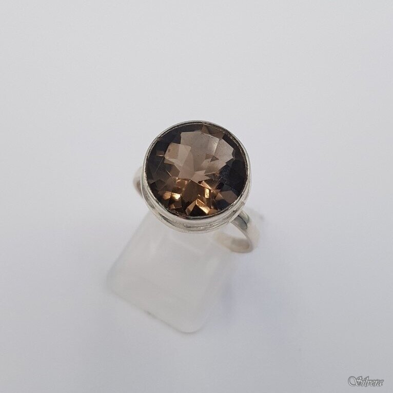 Sidabrinis žiedas su dūminiu kvarcu Z1502; 18 mm