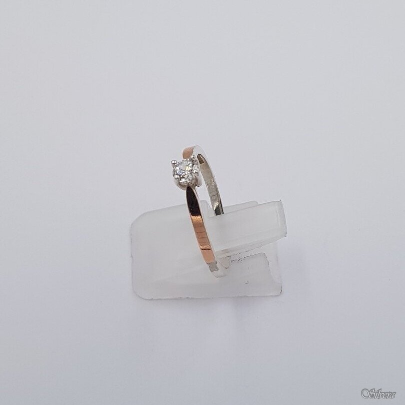 Sudraba gredzens ar zelta detaļām un cirkonu Z0099; 16,5 mm 1 Sudraba gredzens ar zelta detaļām un cirkonu Z0099; 16,5 mm 1