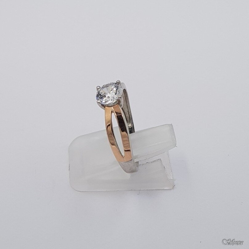 Sudraba gredzens ar zelta detaļām un cirkonu Z1190; 16,5 mm 1 Sudraba gredzens ar zelta detaļām un cirkonu Z1190; 16,5 mm 1